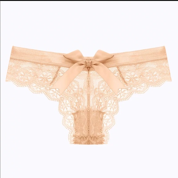 (Last 1) NAVY BLUE sexy lace bow thong transparent panty in navy blue lace - Picture 11 of 15